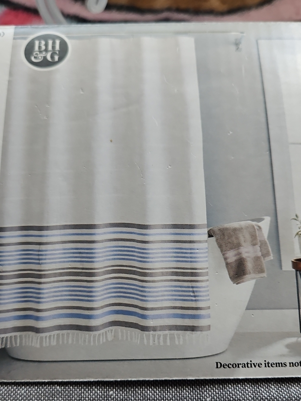 BRSND NEW ** Blue Striped Shower Curtain